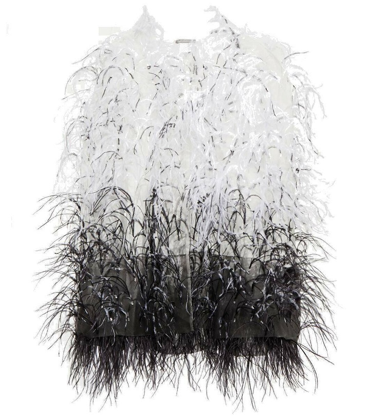 Photo: Monique Lhuillier Ombre feather-embellished silk tulle cape