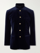Favourbrook - Nehru Cotton-Velvet Blazer - Blue