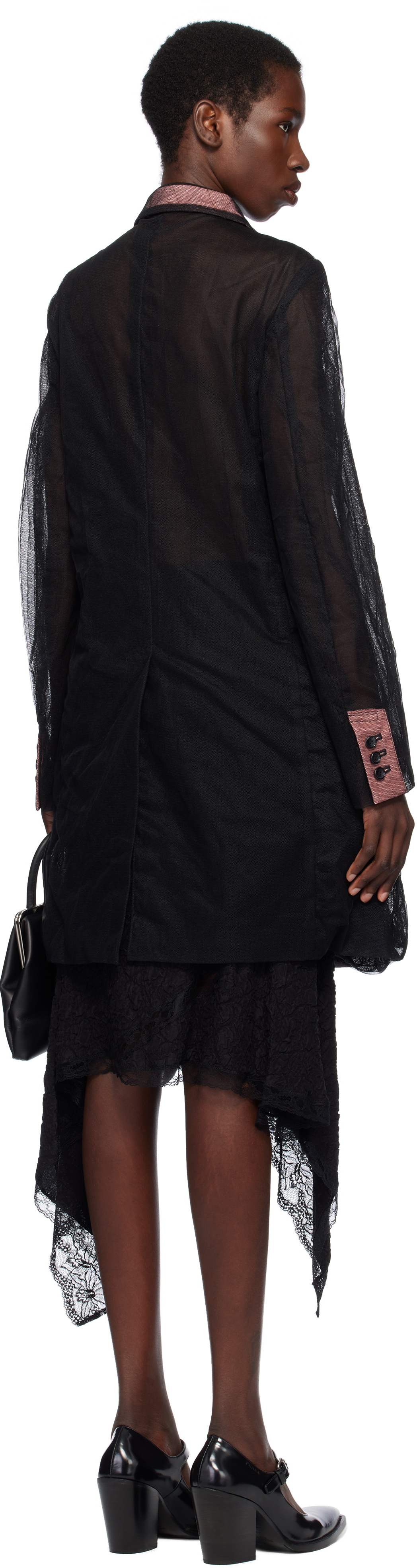 Comme des Garçons Homme Plus Black & Green Nylon Tulle & Polyester Gabardine Coat