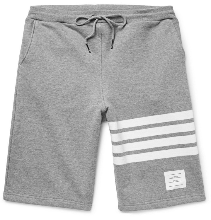 Photo: Thom Browne - Striped Loopback Cotton-Jersey Shorts - Men - Gray