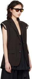 sacai Brown Chalk Stripe Vest