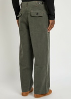 The Elder Statesman Dundy Herringbone Cotton Trousers Dark Grey
