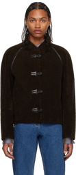 LOW CLASSIC Brown Button Reversible Faux-Shearling Jacket