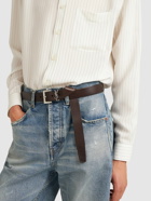 SAINT LAURENT - 3cm Cassandre Long Waist Leather Belt