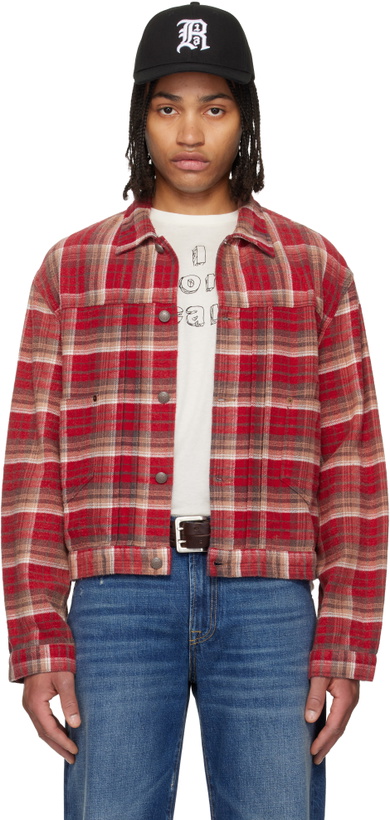 Photo: R13 Red Relaxed Pleated Trucker Jacket