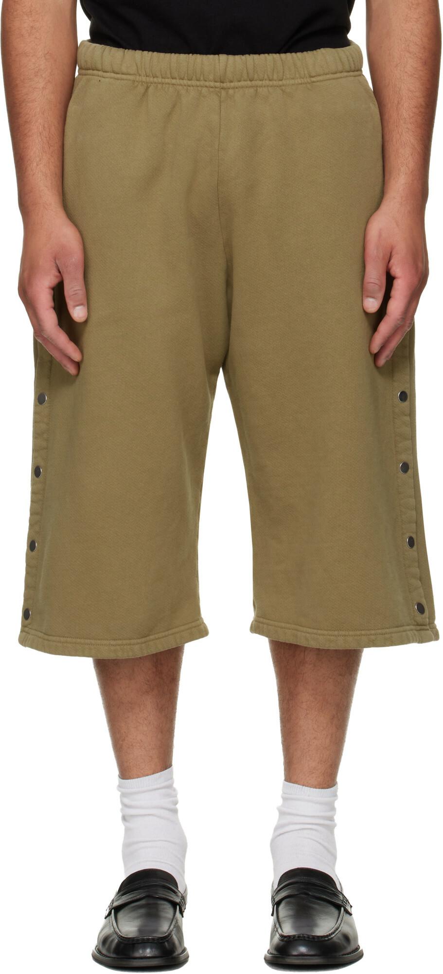 Les Tien Khaki Part Snap Shorts