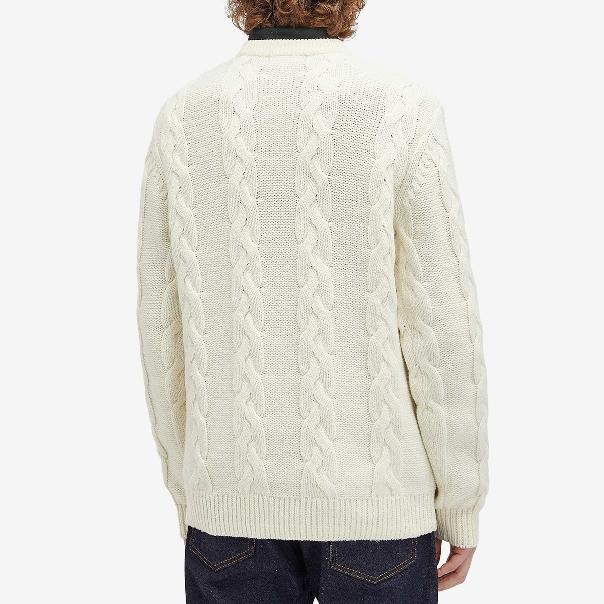 Fred Perry Men's Chunky Cable Knit Jumper in Ecru Fred Perry