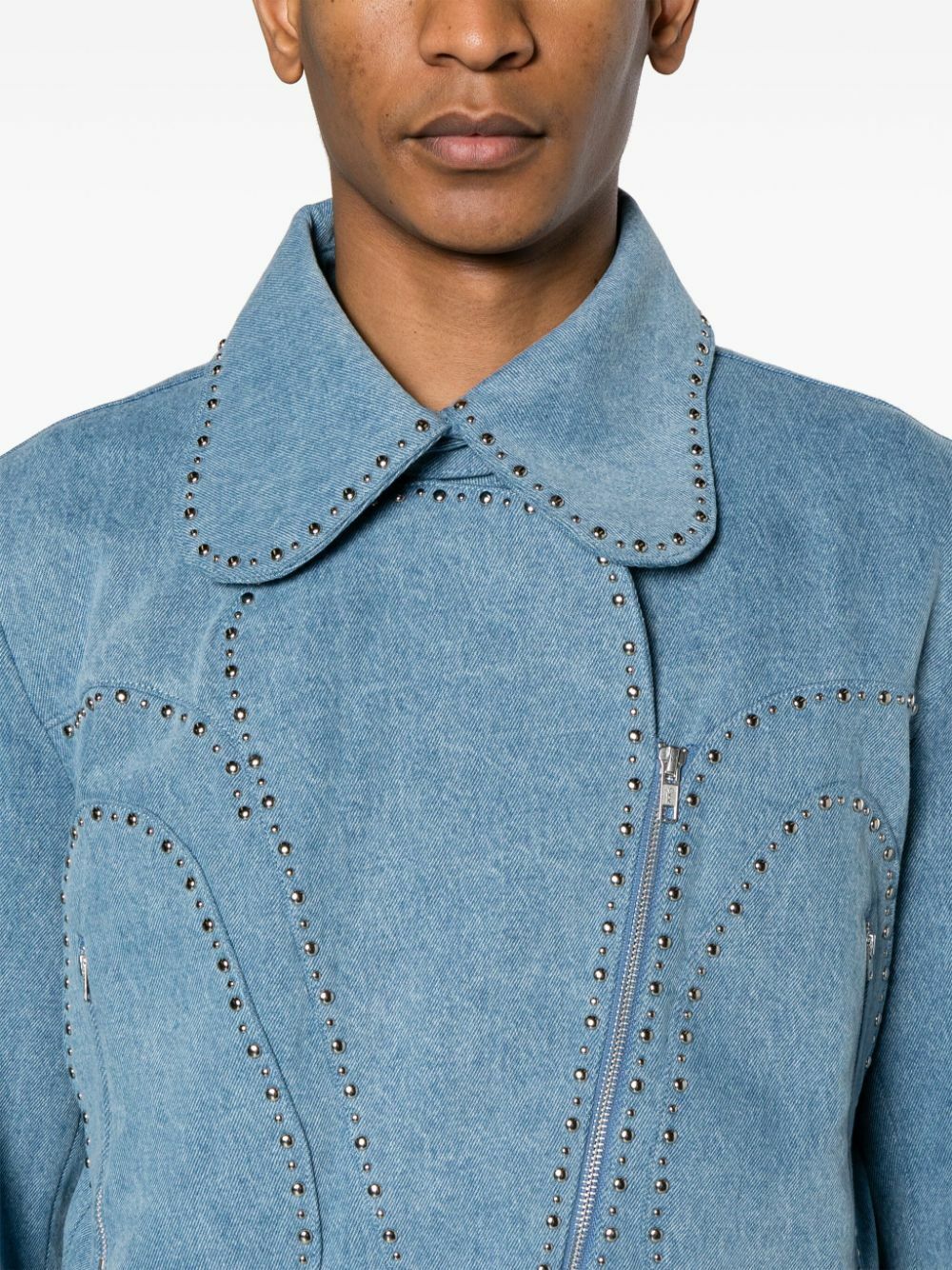Wales Bonner Blue Enzyme Studded Denim Jacket Wales Bonner Wales Bonner Blue Enzyme Studded Denim Jacket Wales Bonner