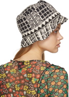 Anna Sui Black & Off-White Tweed Rose Trellis Bucket Hat