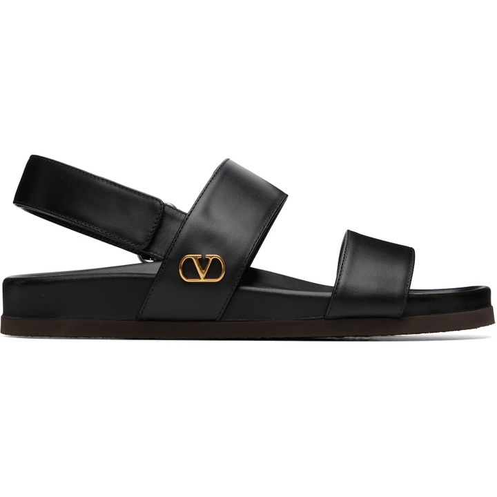 Photo: Valentino Garavani Black Studshield Calfskin Sandals