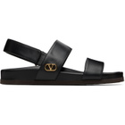 Valentino Garavani Black Studshield Calfskin Sandals