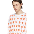 Kenzo White and Orange Rose Crewneck Sweater