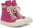 Rick Owens Pink Leather High Sneakers