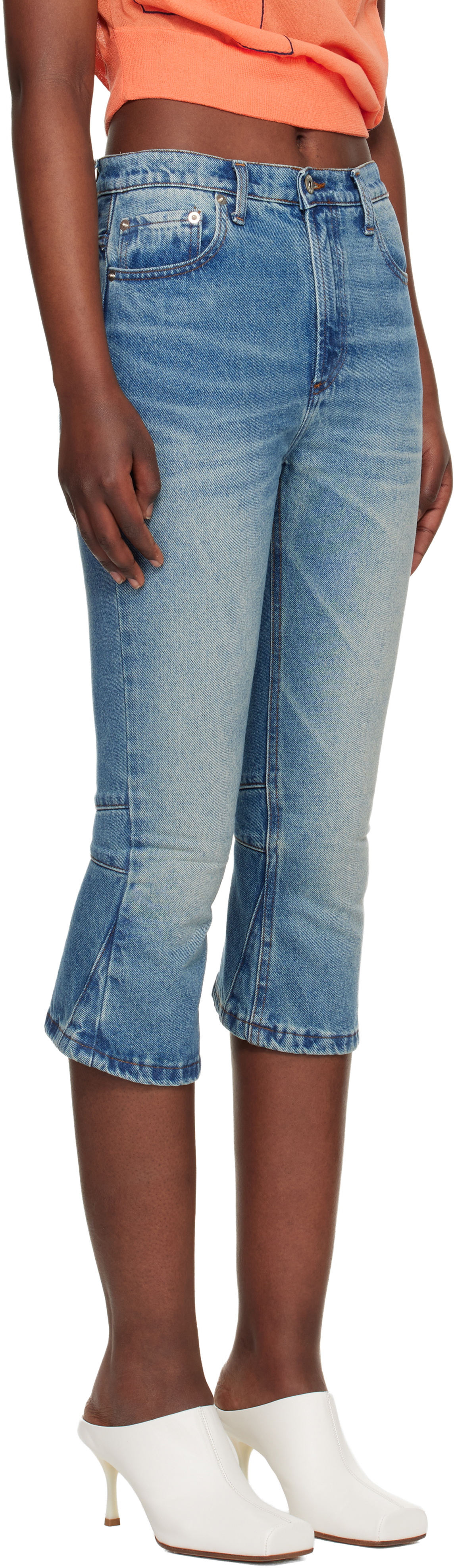 Edward Cuming Blue Knee Jerk Capri Denim Shorts