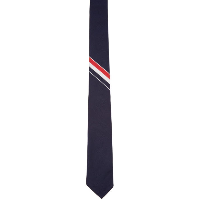 Photo: Thom Browne Navy Diagonal Stripe Tie