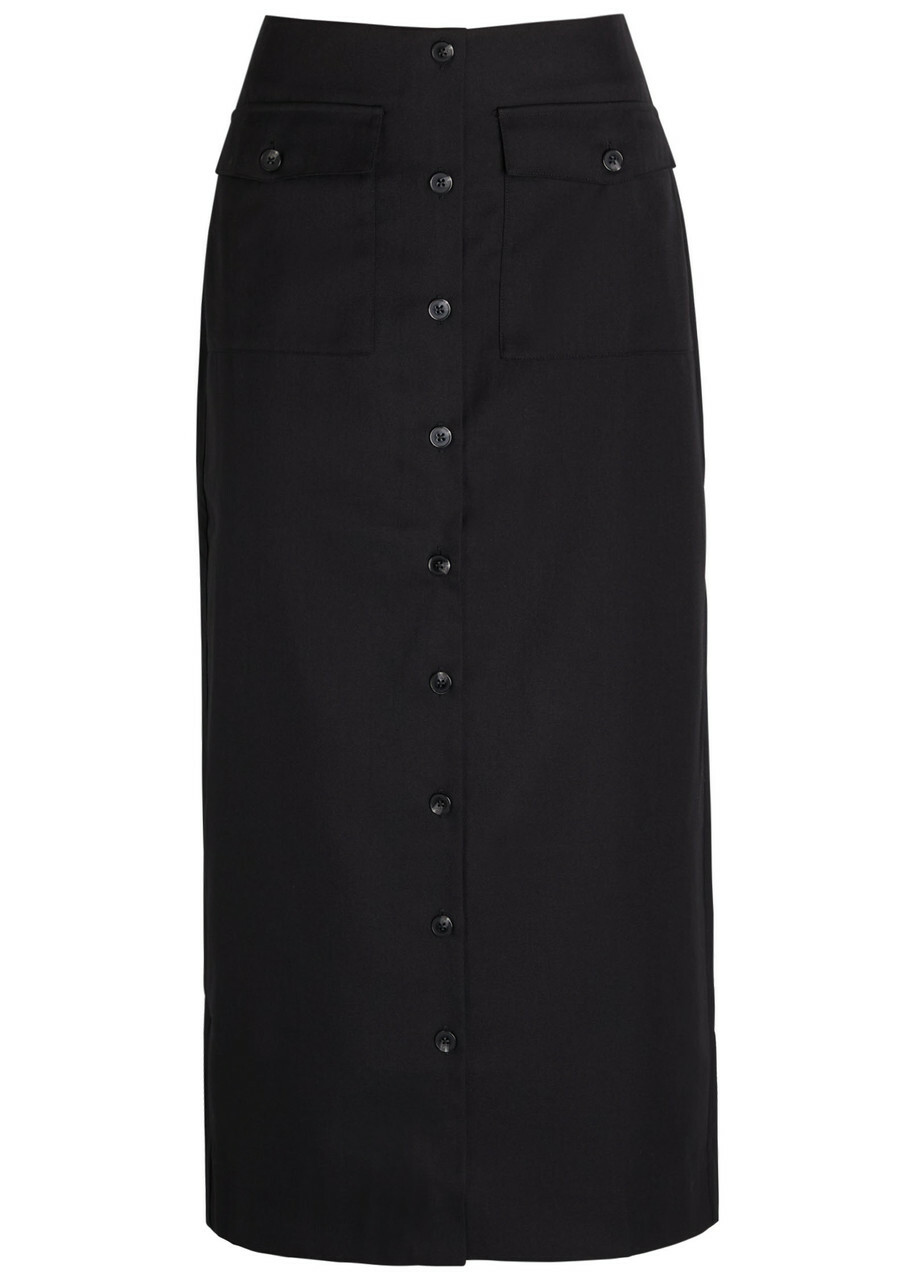 Reformation Britt Twill Midi Skirt Brown