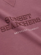 Brunello Cucinelli - Embroidered Logo-Print Cotton-Blend Jersey Sweatshirt - Pink