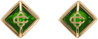 Casablanca Gold & Green Crystal Monogram Earrings