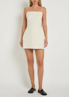 Calvin Klein Henrietta Open-back Canvas Mini Dress Off White