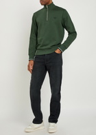 Fred Perry Half-zip Logo-embroidered Cotton Sweatshirt Dark Green