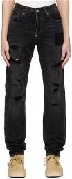 Evisu Black Daicock Seagull Jeans