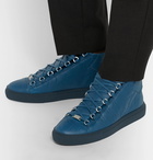 Balenciaga - Arena Creased-Leather High-Top Sneakers - Men - Navy