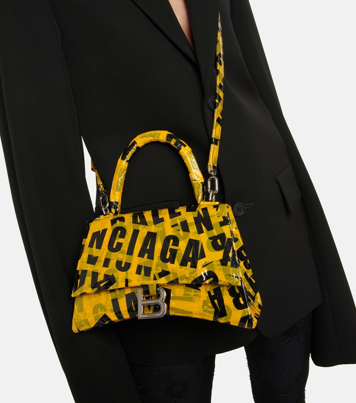 Balenciaga - Hourglass Small tape-trimmed leather crossbody