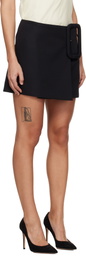 AMI Paris Black New Wool Big Buckle Belted Miniskirt