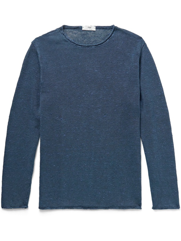 Photo: INIS MEÁIN - Slub Linen and Silk-Blend Sweater - Blue