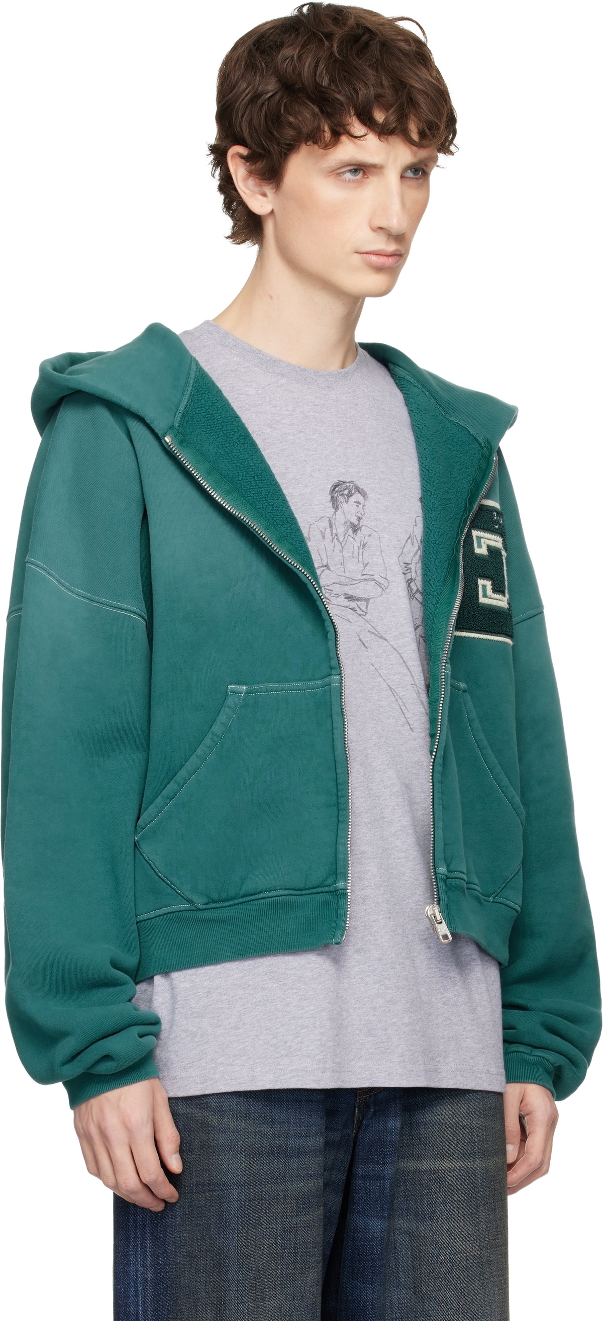 ERL Green Letterman Hoodie