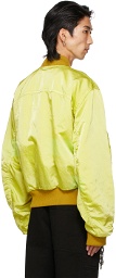 Dries Van Noten Yellow Crinkled Nylon Overdyed Bomber Jacket