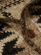 RRL - Shawl-Collar Linen, Silk, Wool and Cotton-Blend Jacquard Cardigan - Brown