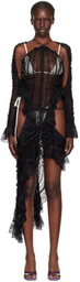 Ester Manas Black Ruched Maxi Dress