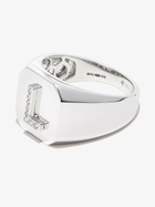 SHAY 18K White Gold L Initial Diamond Signet Ring