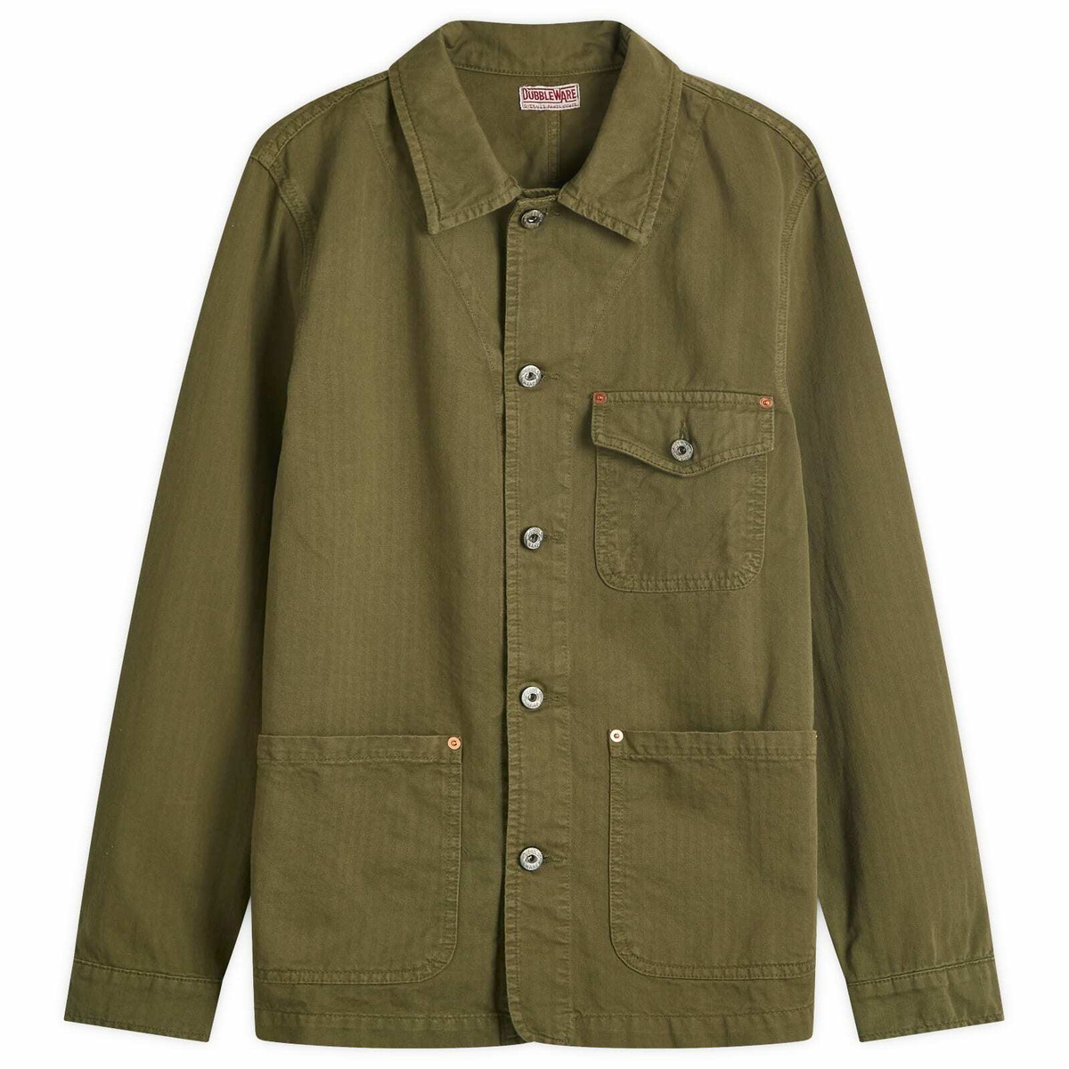 Dubbleware Men's Herringbone Work Jacket in Military Green Dubbleware