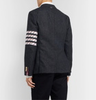 Thom Browne - Navy Slim-Fit Unstructured Striped Donegal Wool-Tweed Blazer - Blue