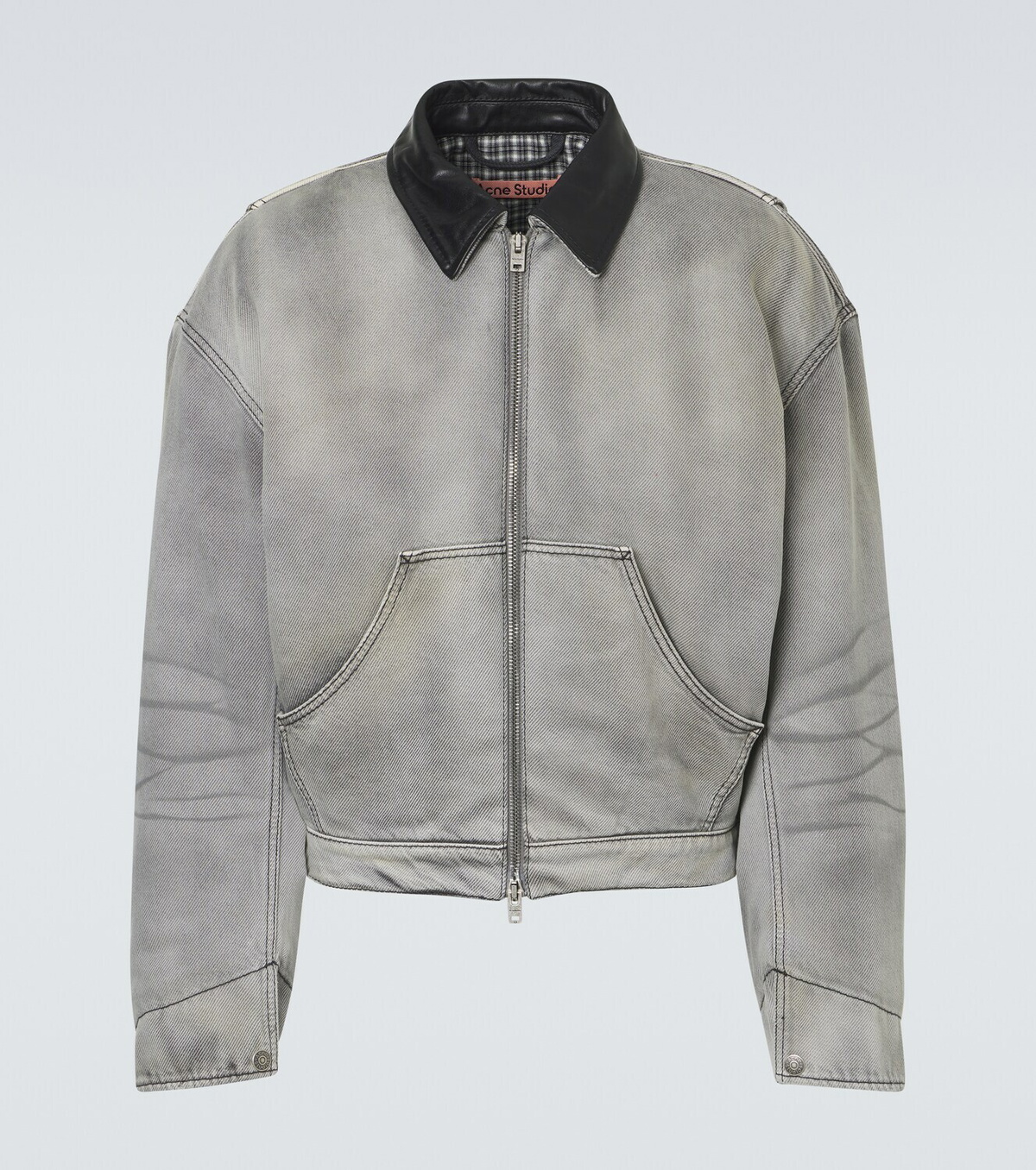Acne Studios Leather-trimmed denim jacket