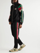 GUCCI - Straight-Leg Striped Webbing-Trimmed Jersey Sweatpants - Black