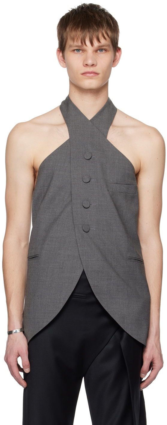 AARON ESH Gray Halter Vest
