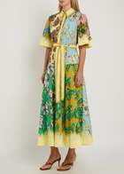 Alemais Jerry Floral-print Cotton Midi Shirt Dress Multicoloured