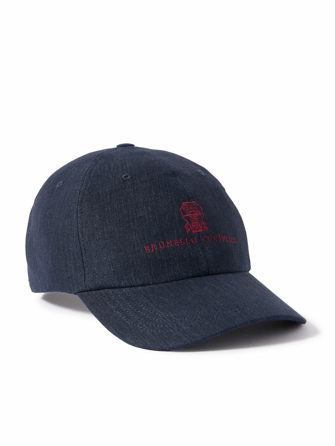 Brunello Cucinelli - Logo-Embroidered Linen Baseball Cap - Blue
