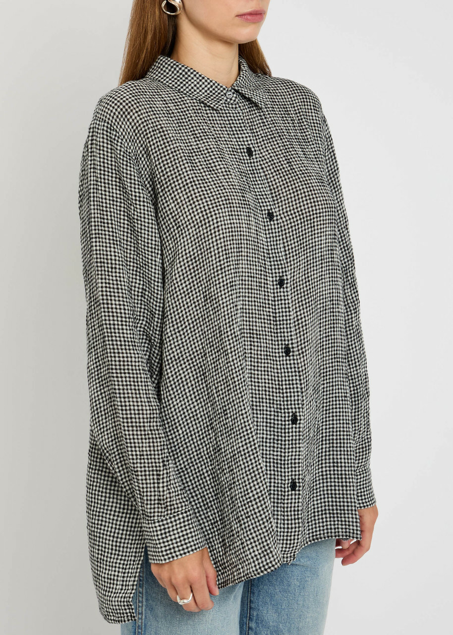 Eileen Fisher Checked Linen Shirt Black And White EILEEN FISHER