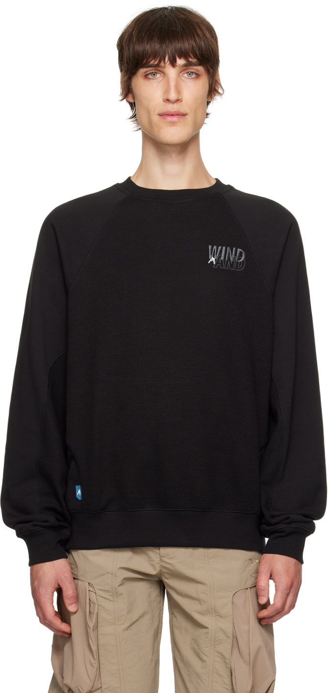 Black WIND AND SEA Edition Waffle Crewneck Sweatshirt by Archival  
