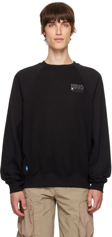 Photo: Archival Reinvent Black WIND AND SEA Edition Waffle Crewneck Sweatshirt