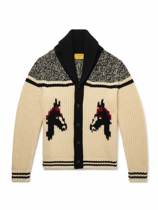 Photo: Guest In Residence - Rodeo Shawl-Collar Intarsia-Knit Wool and Cashmere-Blend Cardigan - Yellow