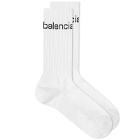 Balenciaga Men's Dot Com Socks in White/Black