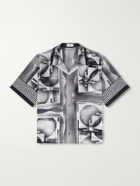 Versace - Camp-Collar Printed Silk-Crepe De Chine Shirt - Black