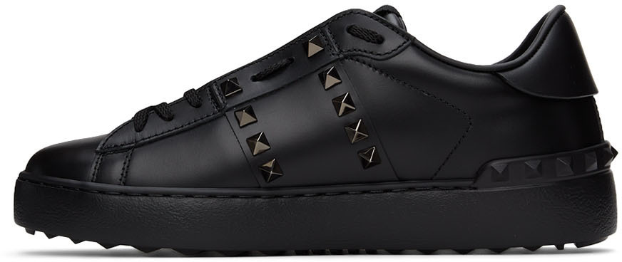 Valentino Garavani Black Rockstud Untitled Open Sneakers