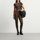 Nike Women's x SKIMS Matte Corset Short Sleeve Crop Top in Dark Sepia