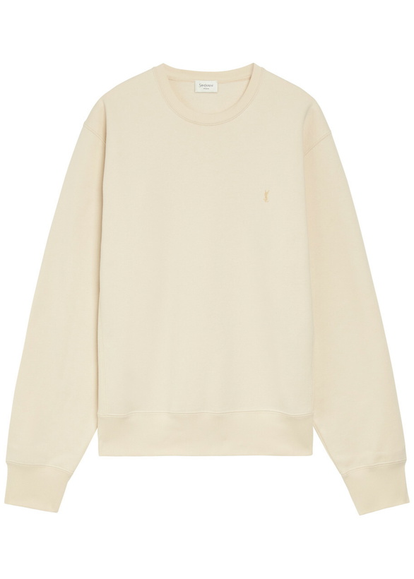Photo: Saint Laurent Logo-embroidered Cotton Sweatshirt Off White